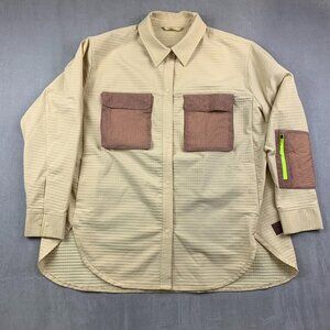 Lululemon Womens Grid Fleece Hiking Overshirt 18 Yellow Button Up Long Sleeve